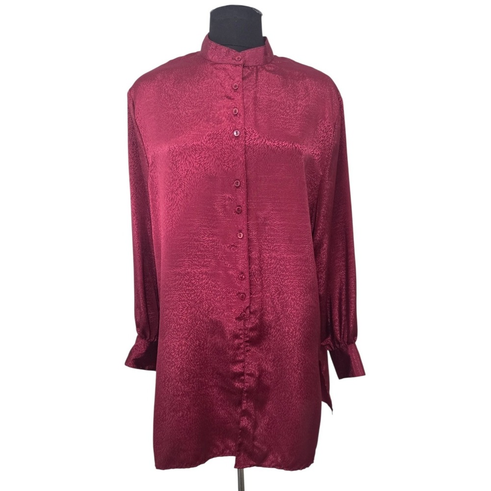 Andre Sauvage Vintage 80's Oversized Jacquard Tunic Top Mandarin Collar Size S‎